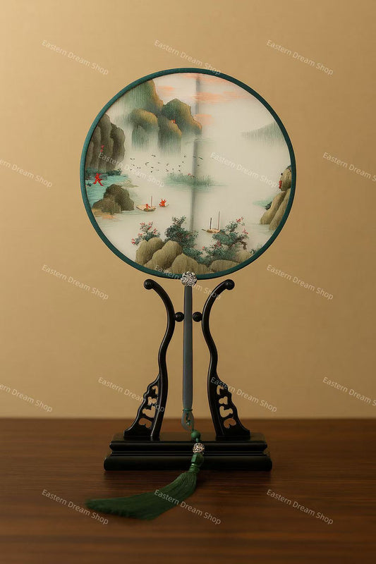 Embroidery Landscape Painting Fan